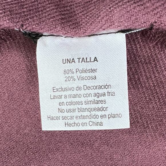 Bebe Cozy Soft Raw Edge Rhinestone Crystal Logo Scarf 68X20 Maroon Purple 68X20 - Picture 12 of 14